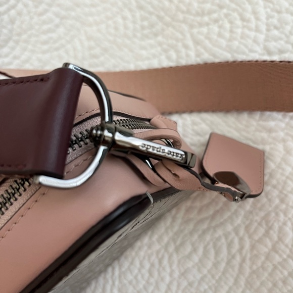 Kate Spade Pale Pink and Silver Leather Crossbody with pink/maroon strap - Picture 10 of 11